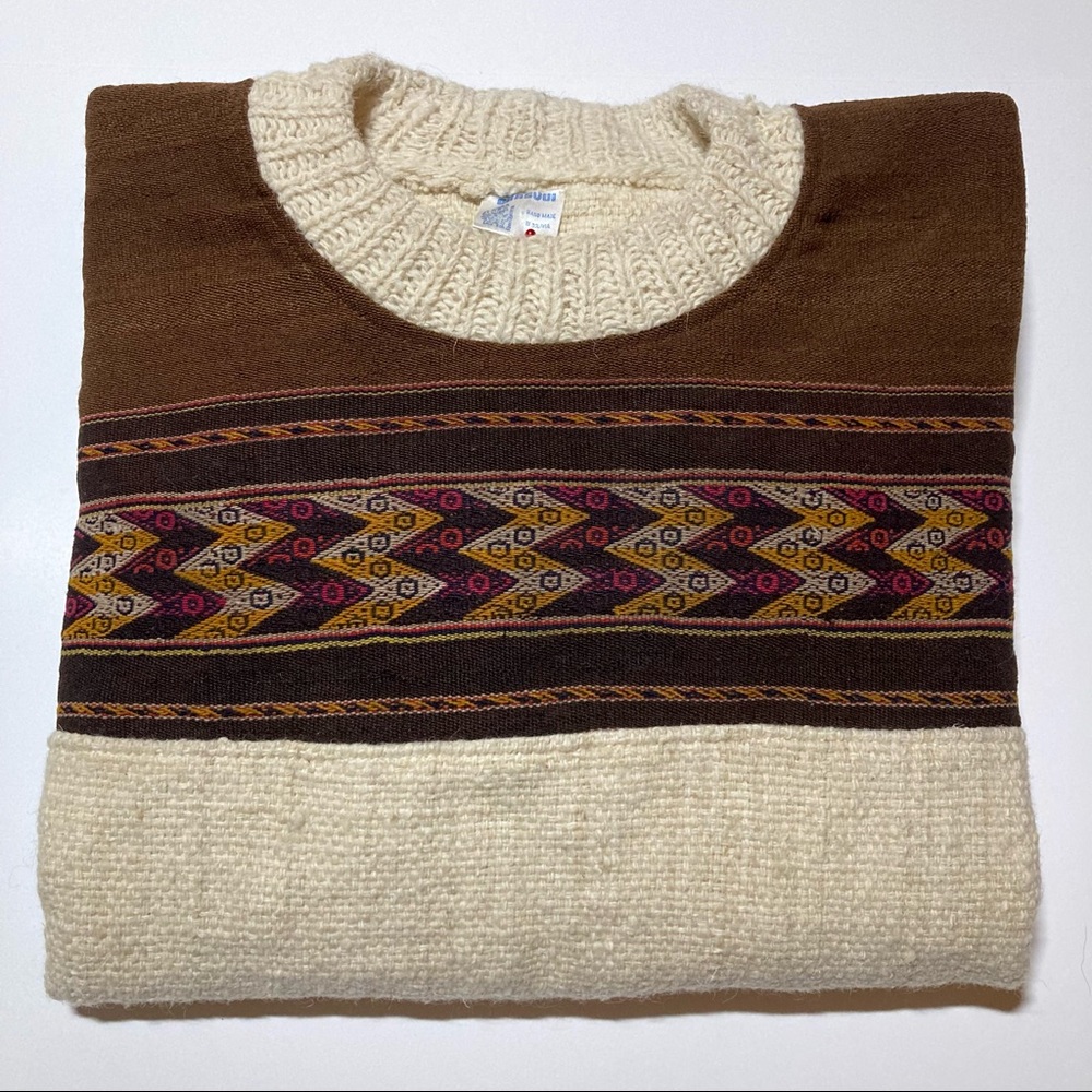 Vintage Chasqui 100% Alpaca Wool Sweater Western Tribal Aztec Hand Made Unisex
